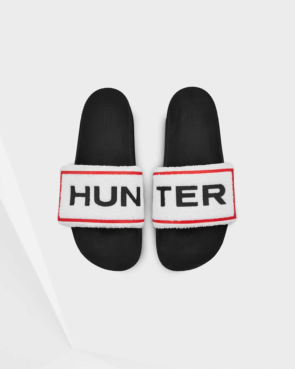 Hunter Original Terry Towelling Logo Adjustable Men's Slides NZ-02500K Black